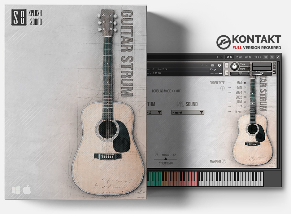 Product box of the Guitar strum library for KONTAKT