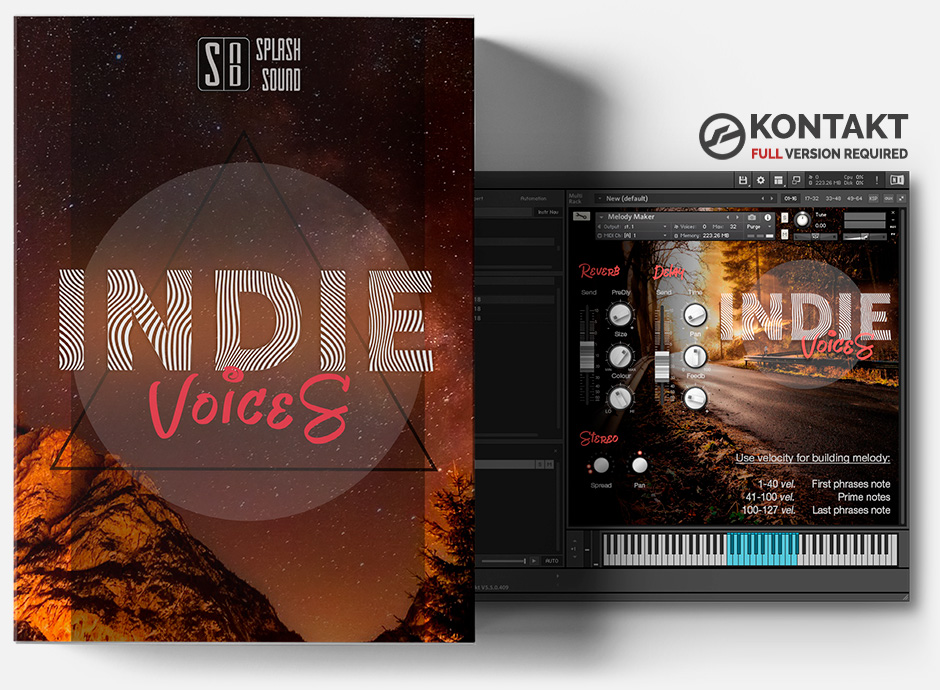 Product box of the Indie Voices library for KONTAKT