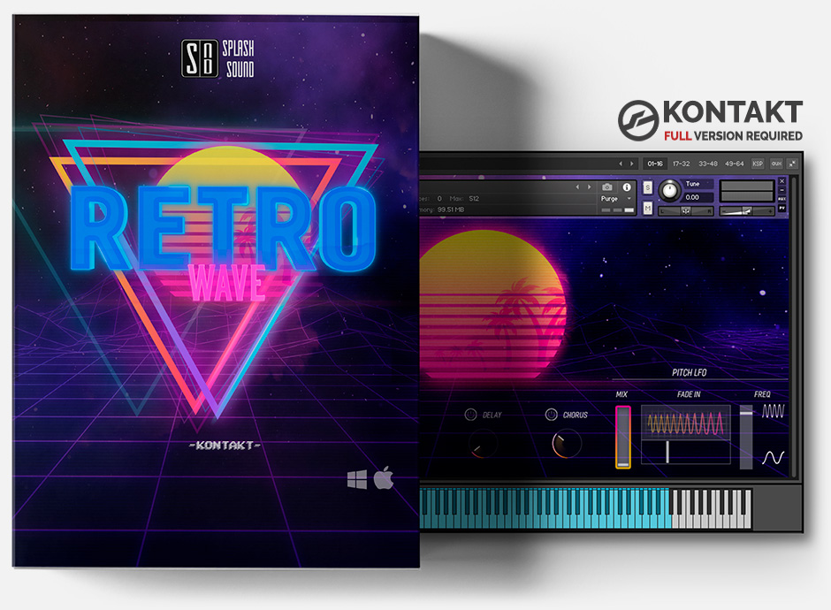 Product box of the Retrowave library for KONTAKT