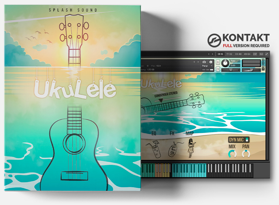 Product box of the uklele library for KONTAKT