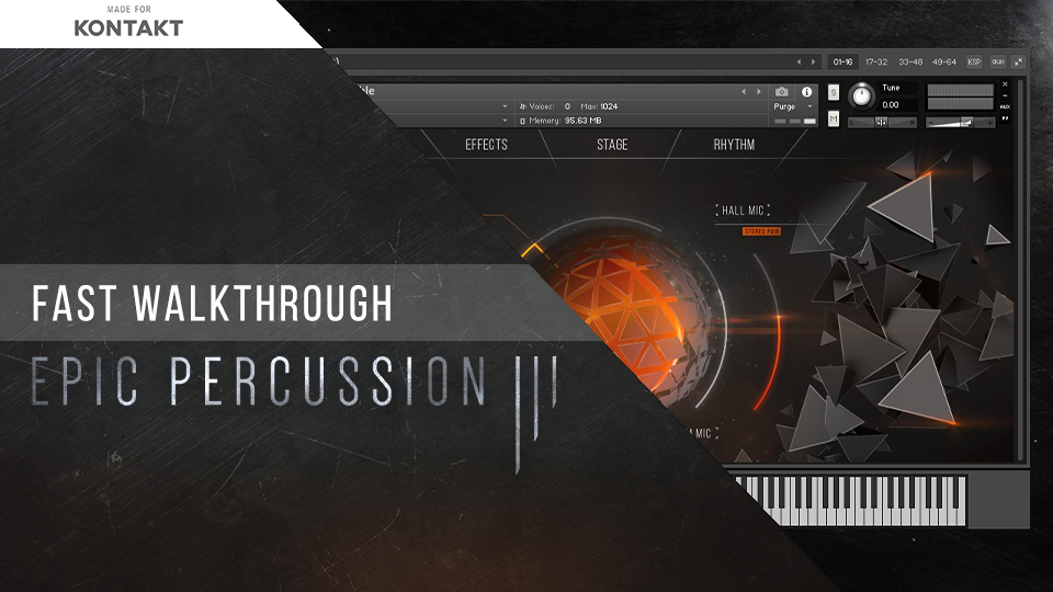 Epic Percussion 3 library for fast walkthrough video