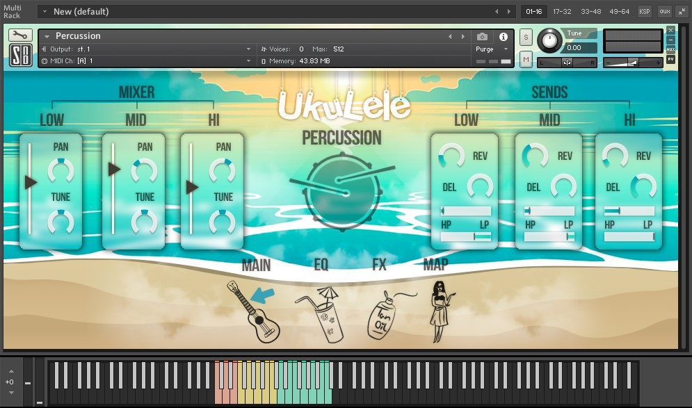 Ukulele library percussion patch main view
